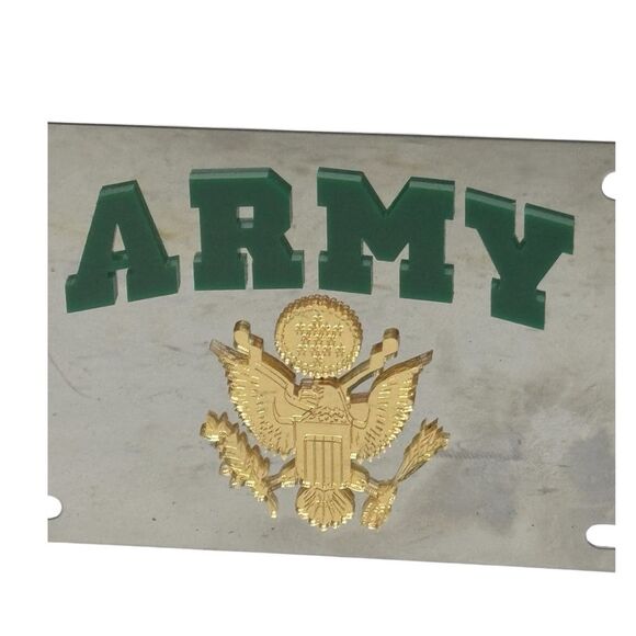 Eurosport Daytona Stainless Steel License Plate ARMY Word Pre-Owned - Picture 2 of 2